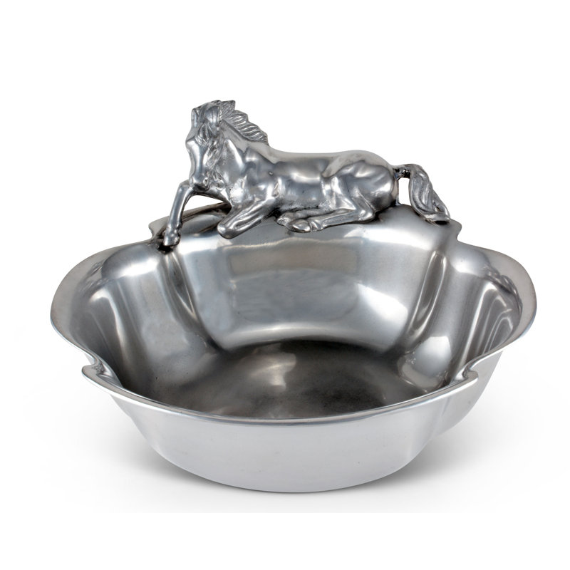Arthur Court Horse Aluminum Round Serving Bowl
