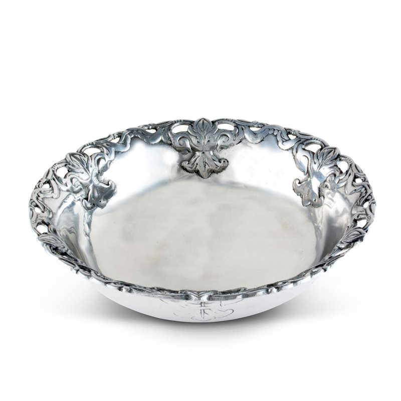 Arthur Court 12" Silver Aluminum Fleur De Lis Serving Bowl