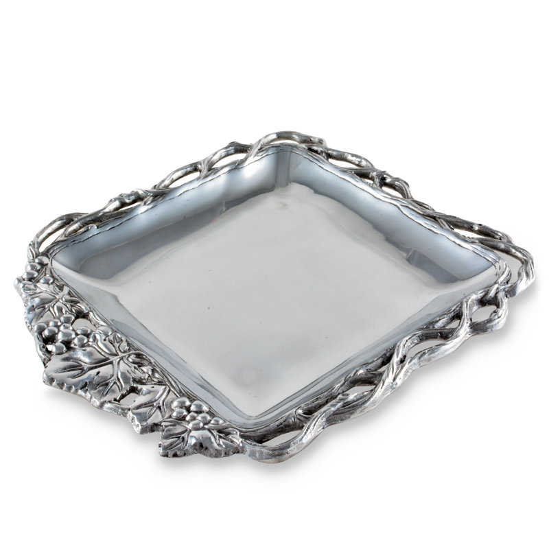 Arthur Court 12" Square Aluminum Grape Vine Tray