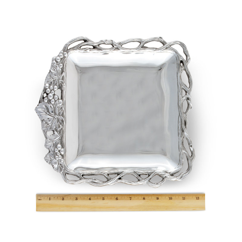 Arthur Court 12" Square Aluminum Grape Vine Tray