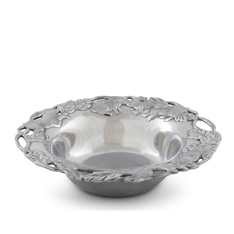 Arthur Court Bunny Aluminum 13" Fruit Bowl