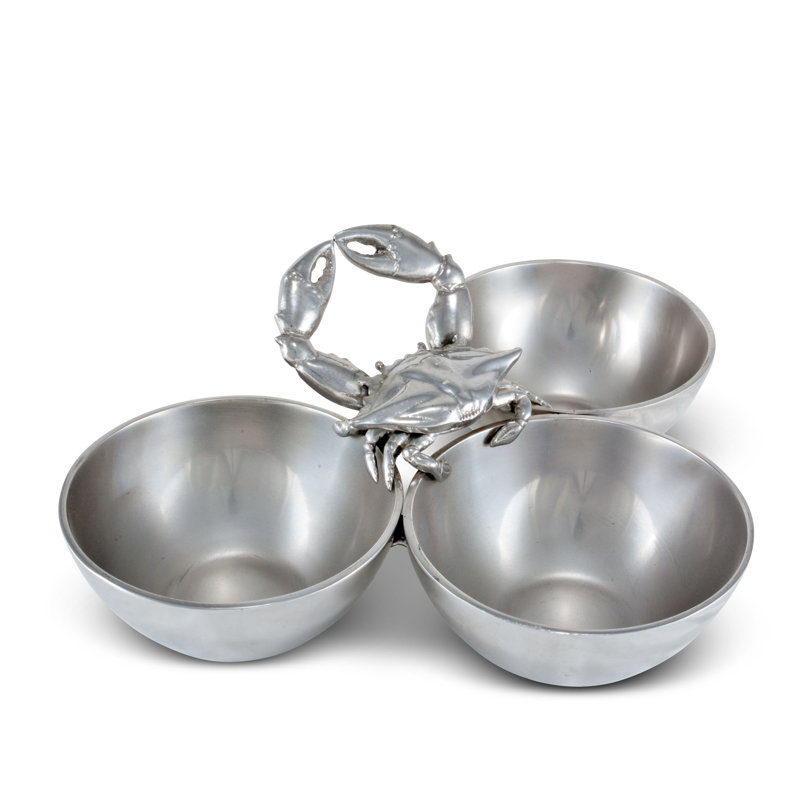 Arthur Court Coastal Aluminum Crab Serving Bowl