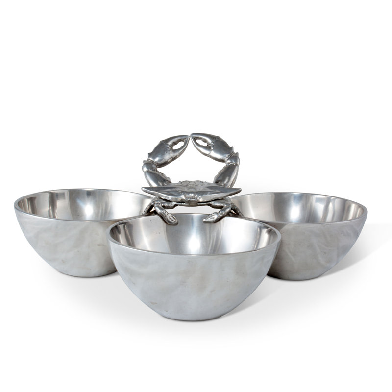 Arthur Court Coastal Aluminum Crab Serving Bowl