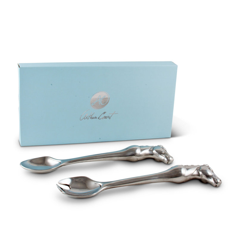 Elegant Silver Horse Head Aluminum Salad Servers