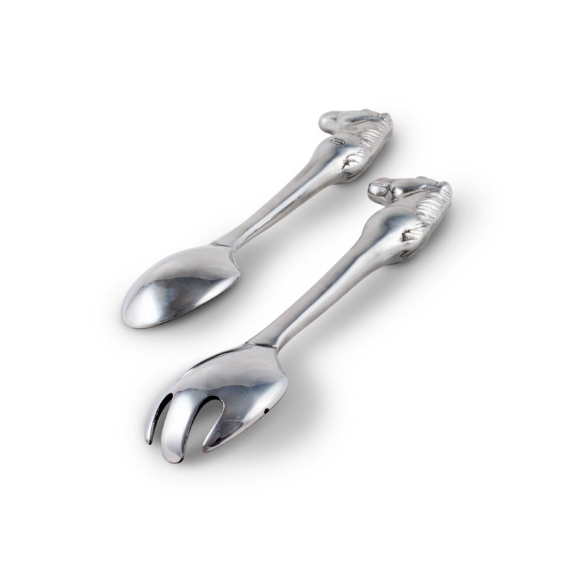Elegant Silver Horse Head Aluminum Salad Servers