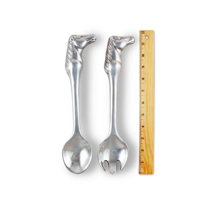 Elegant Silver Horse Head Aluminum Salad Servers