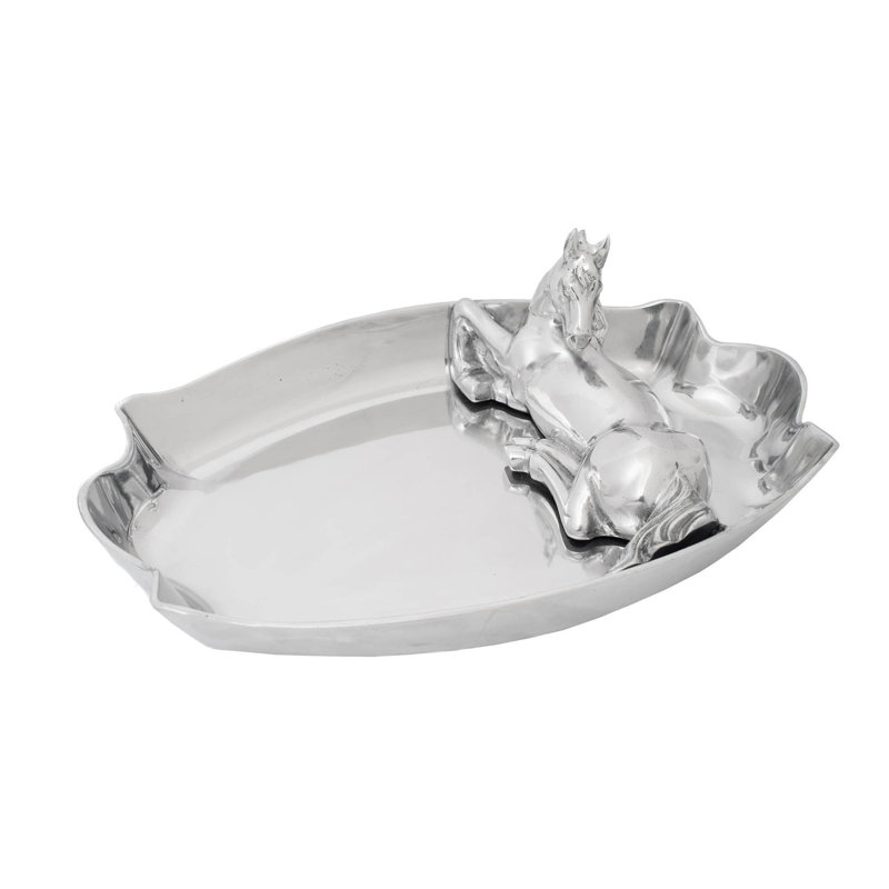 Elegant Aluminum Horse Chip and Dip Platter