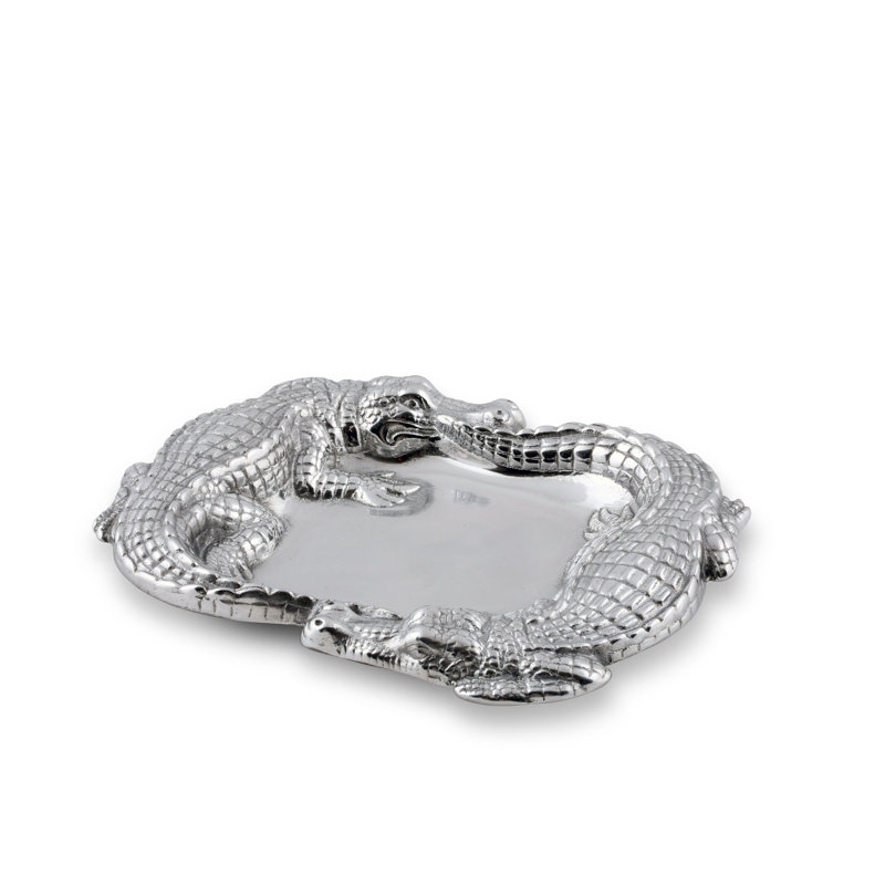 Oval Metallic Aluminum Alligator Catchall Tray