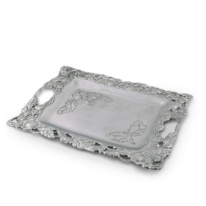 Arthur Court Bunny Aluminum Oval Platter with Handles