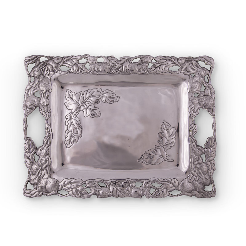 Arthur Court Bunny Aluminum Oval Platter with Handles