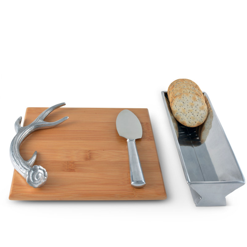 Arthur Court Bamboo and Aluminum Antler Cheese Serving Set