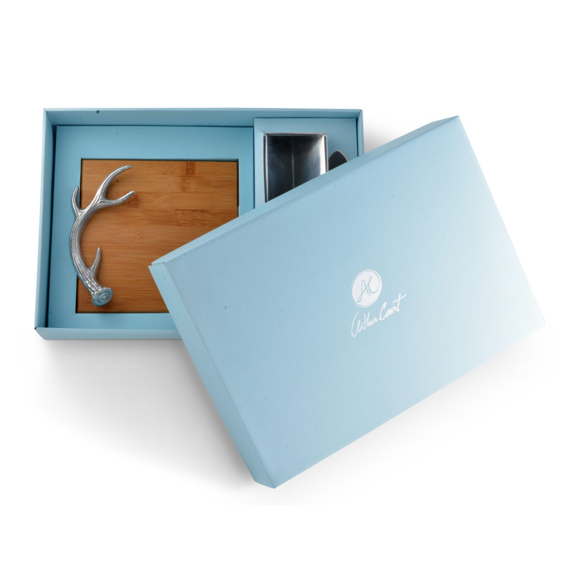 Arthur Court Bamboo and Aluminum Antler Cheese Serving Set
