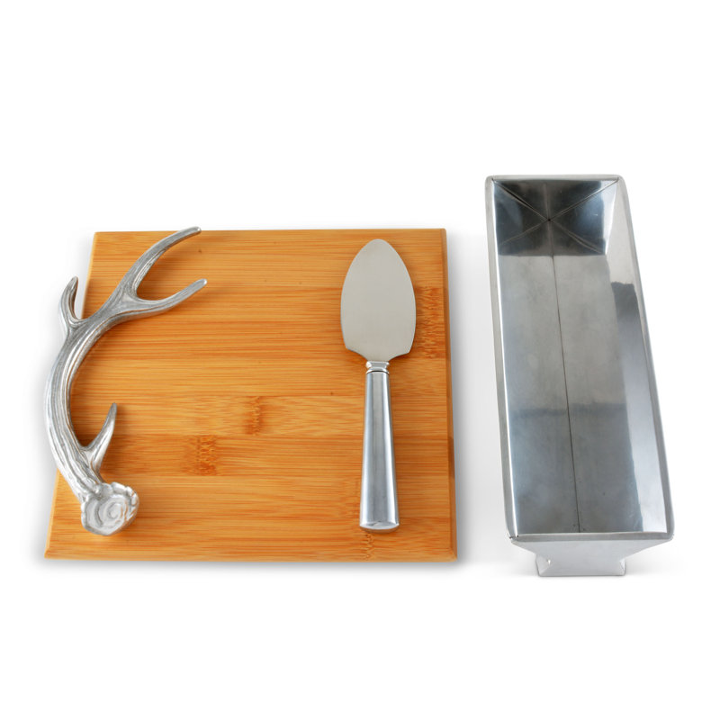 Arthur Court Bamboo and Aluminum Antler Cheese Serving Set