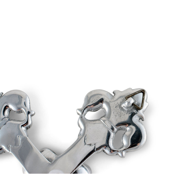 Handmade Silver Aluminum Fleur-de-lis Cross Wall Decor, 12''