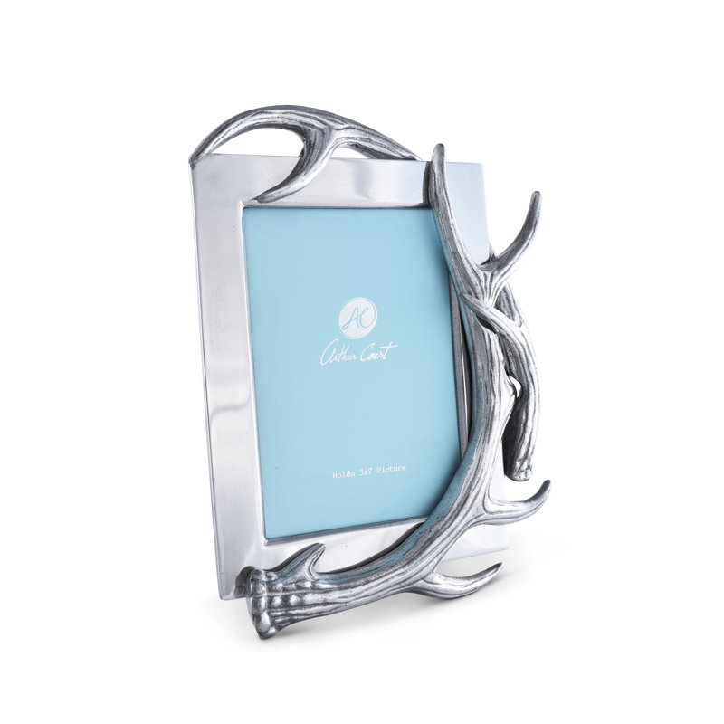 Silver Aluminum 5x7 Antler Tabletop Picture Frame