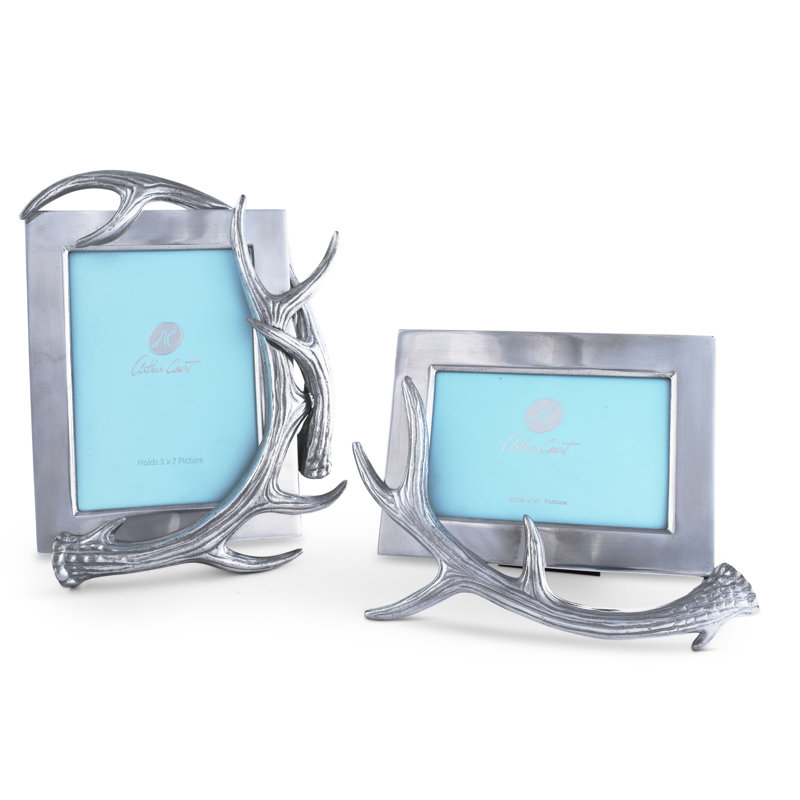 Silver Aluminum 5x7 Antler Tabletop Picture Frame