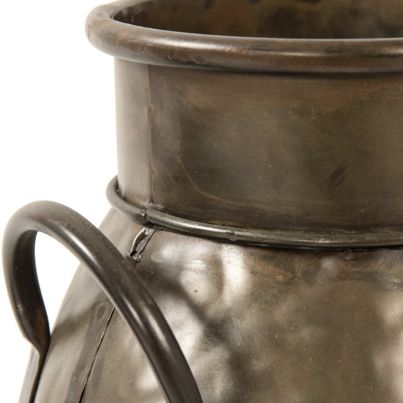 Distressed Bronze Iron Milk Jug Vase 15" H x 7.5" W
