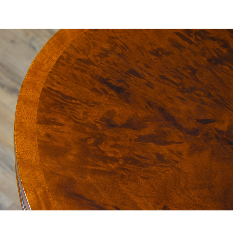 Elegant Lyre-Inspired 30'' Round Mahogany and Brass Table Lamp