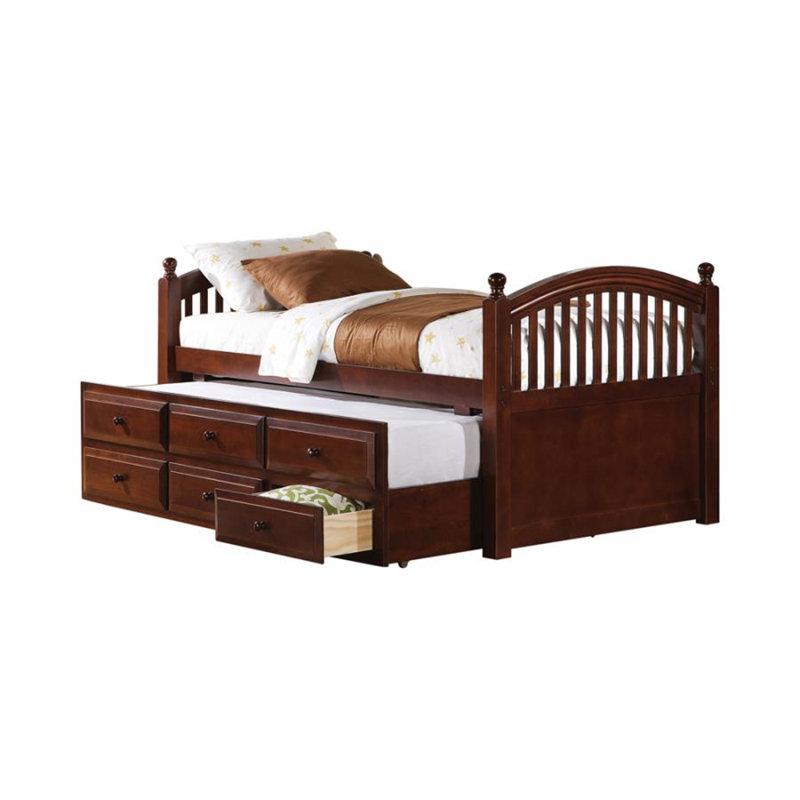 Cappuccino Twin Daybed with Trundle and Storage Drawers