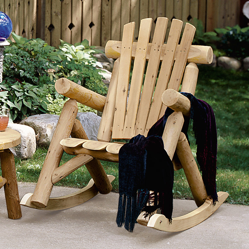 Rustic Northern White Cedar Log Rocking Chair with Contoured Seat