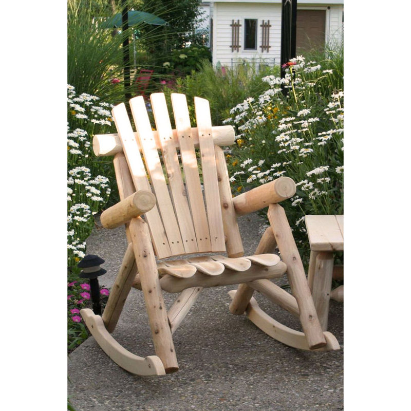Rustic Northern White Cedar Log Rocking Chair with Contoured Seat