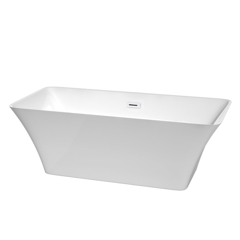 Tiffany 67'' Shiny White Acrylic Freestanding Bathtub