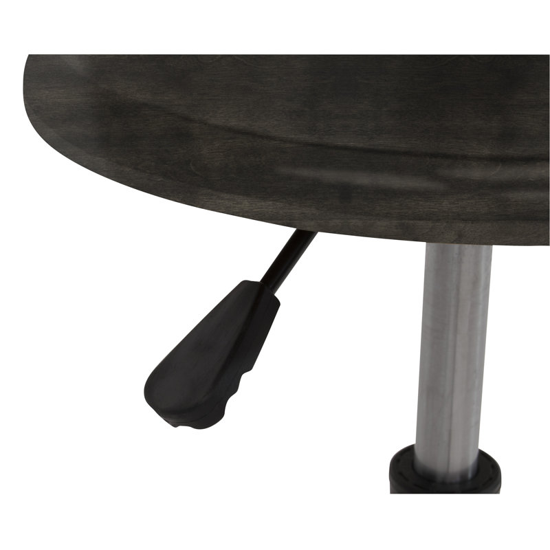 Antique Distressed Black Powder-Coated Steel Drafting Stool with Footring