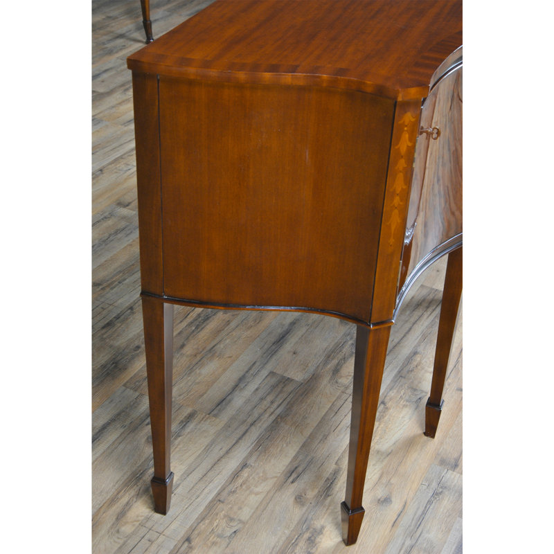 Serpentine Mahogany Sideboard with Bronze Hardware and Sapele Banding
