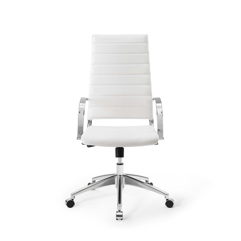 Sailor's Delight High-Back White Vinyl Office Chair with Chrome Base