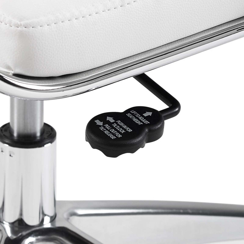 Sailor's Delight High-Back White Vinyl Office Chair with Chrome Base