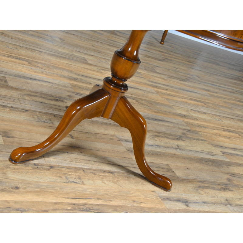 Queen Ann Burled Mahogany Round End Table with Storage