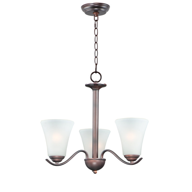 Oil Rubbed Bronze 3-Light Chandelier with Frosted Glass Shades