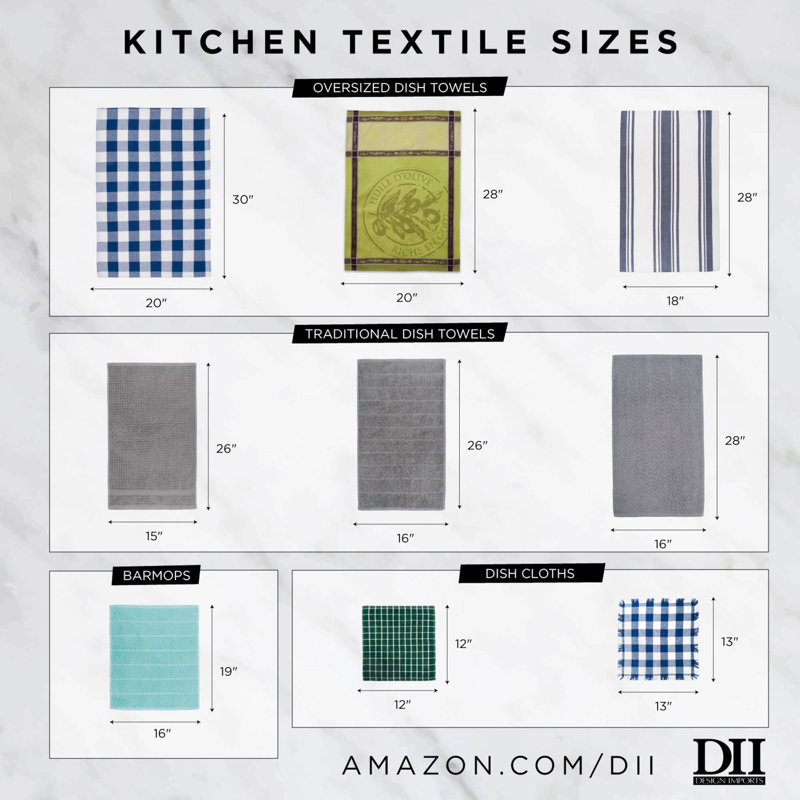 Blue and White Cotton Waffle Weave Kitchen Towel Set
