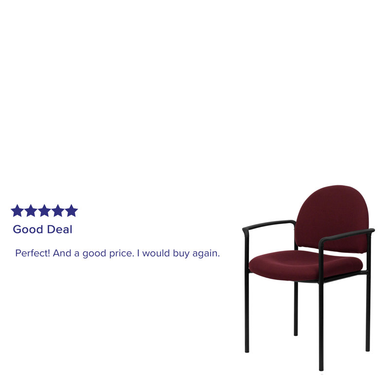 ErgoStack Burgundy Fabric and Black Metal Side Reception Chair