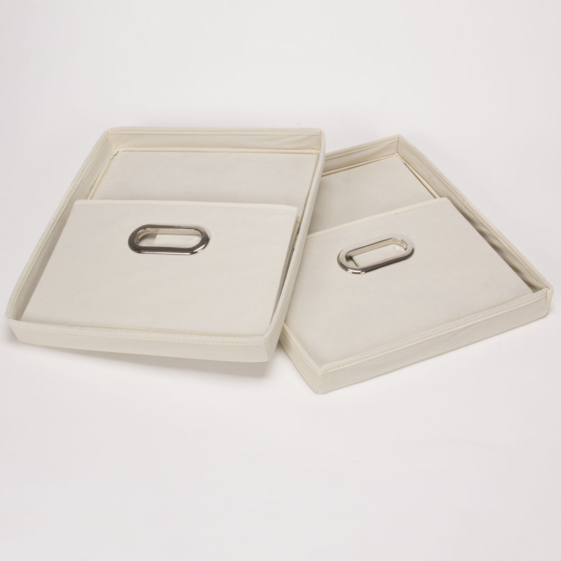 Natural Fabric Collapsible Lidded Storage Cube 2-Pack