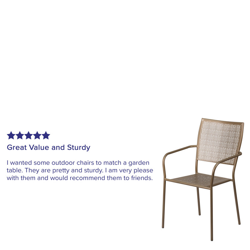 Gold Rain Flower Indoor-Outdoor Steel Stackable Patio Chair