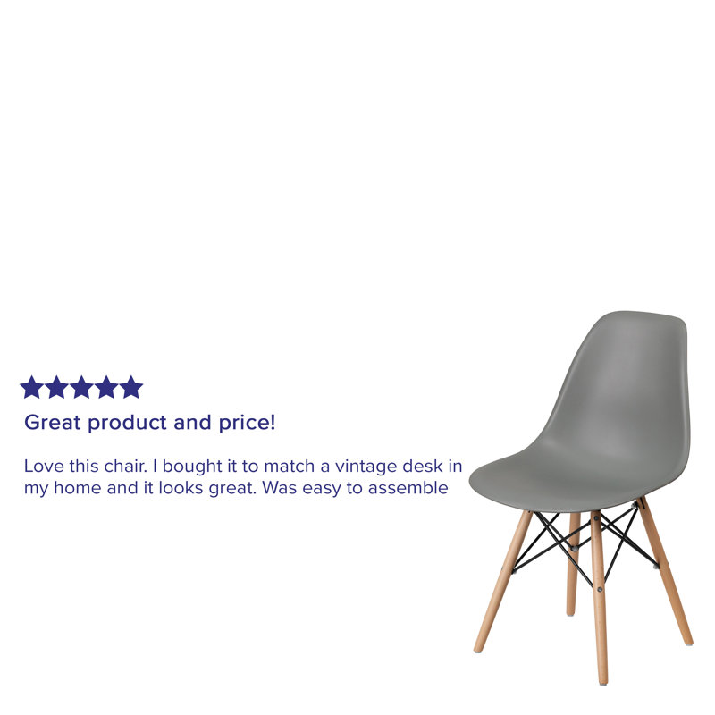 Mid-Century Modern Moss Gray Side Chair with Wooden Legs