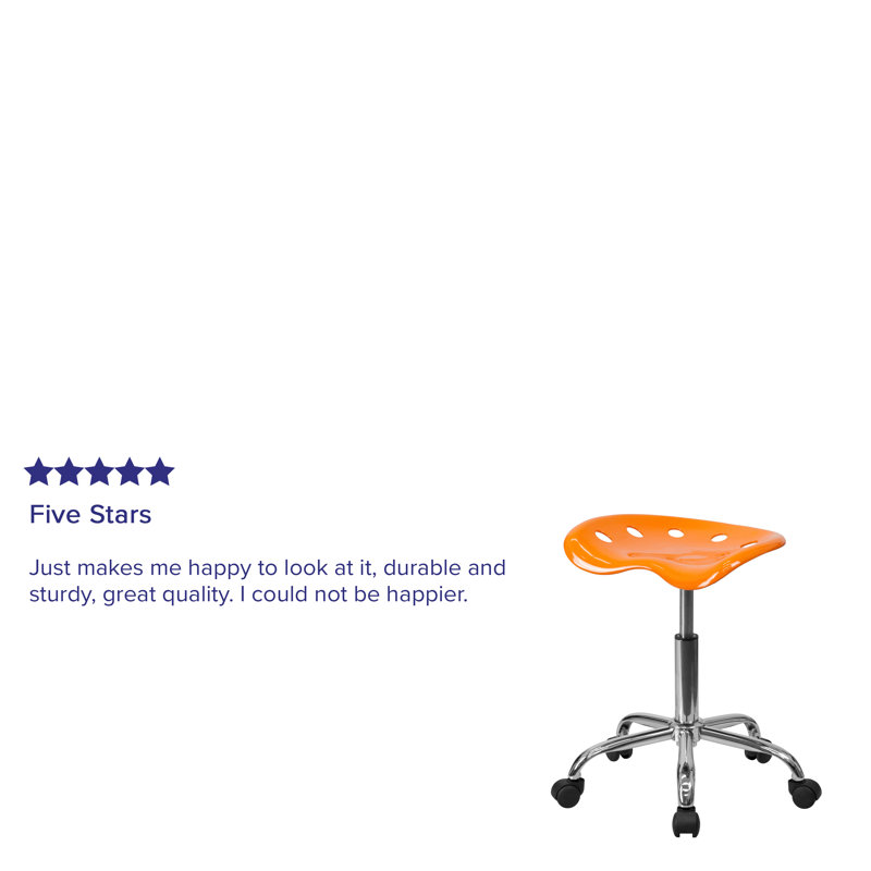 Orange Adjustable Swivel Backless Metal Task Stool