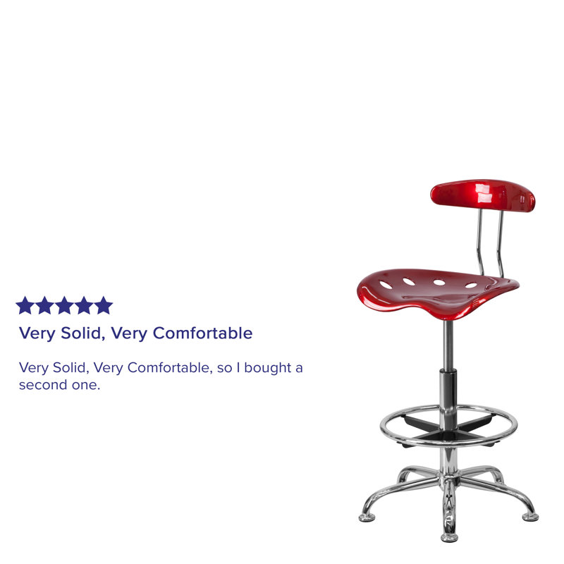 Wine Red Adjustable Swivel Metal Bar Stool