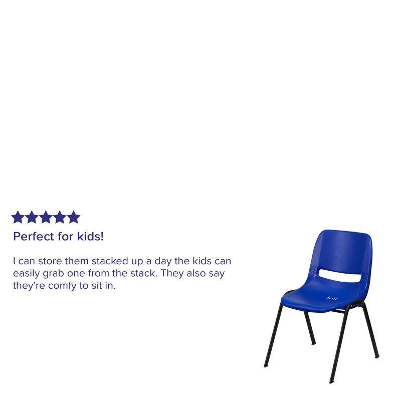 Navy and Black Metal Ergonomic Stackable Kid's Chair