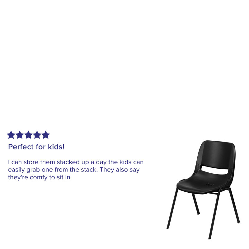 Black Metal Armless Stacking Classroom Chair