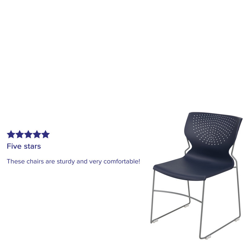 Navy Blue Metal Full Back Stacking Chair
