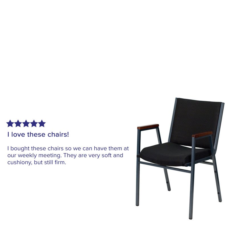 Hercules Series 31'' Heavy Duty Black Fabric Stack Chair with Silver Frame