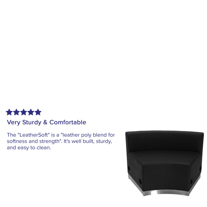 Avalon Black LeatherSoft Modular Concave Chair with Stainless Steel Base