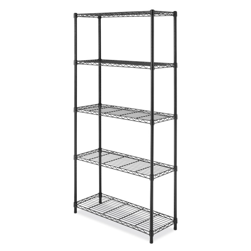 Supreme 36'' Black Metal Adjustable 5-Tier Shelving Unit