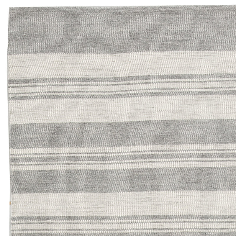 Handmade Ivory and Gray Striped Synthetic Area Rug, 5' x 8'