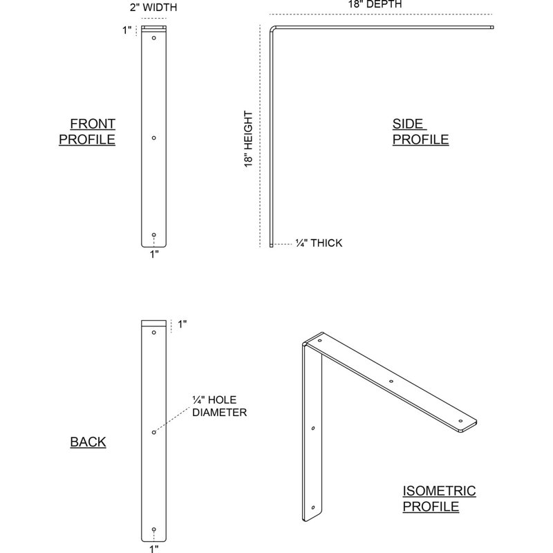 Hamilton Stainless Steel 2'' x 18'' Bracket
