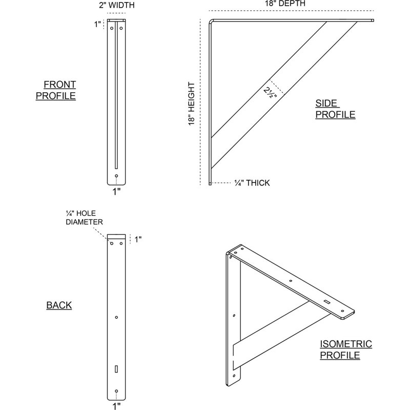 White Steel 18'' Bracket for Shelves and Countertops