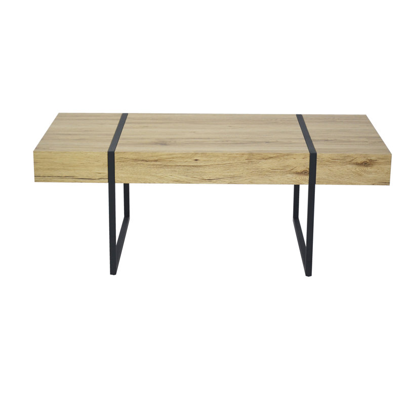 Tristan Natural Black 48" Rectangular Wood Metal Coffee Table