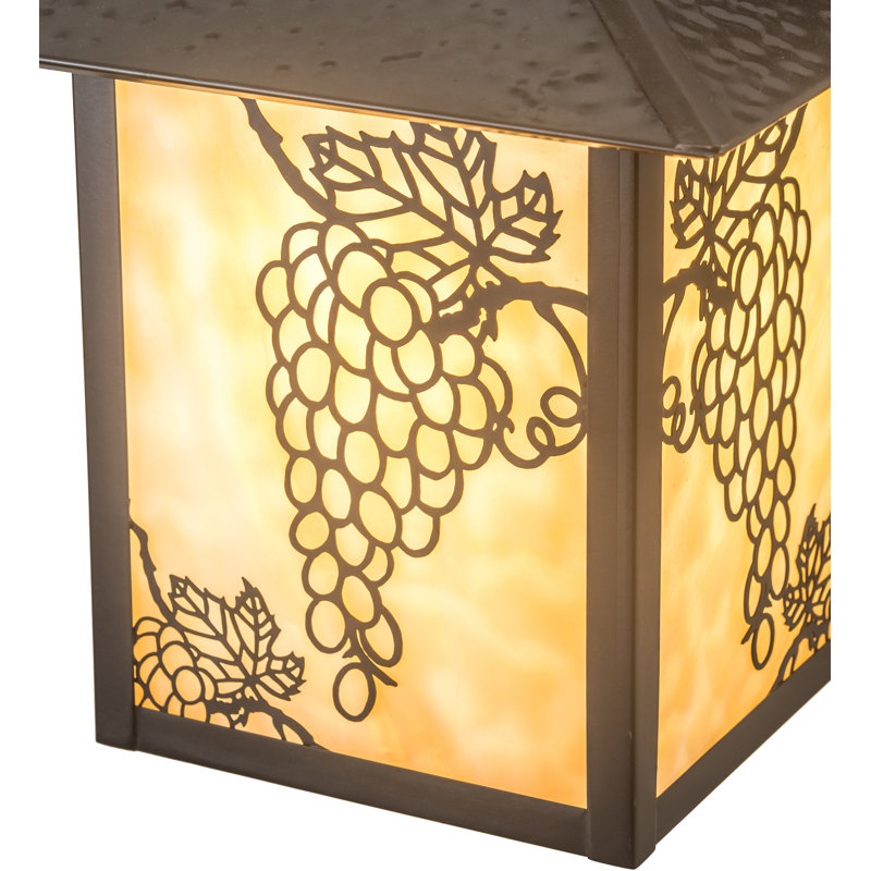 Craftsman Brown 1-Light Outdoor Wall Lantern with Beige Glass